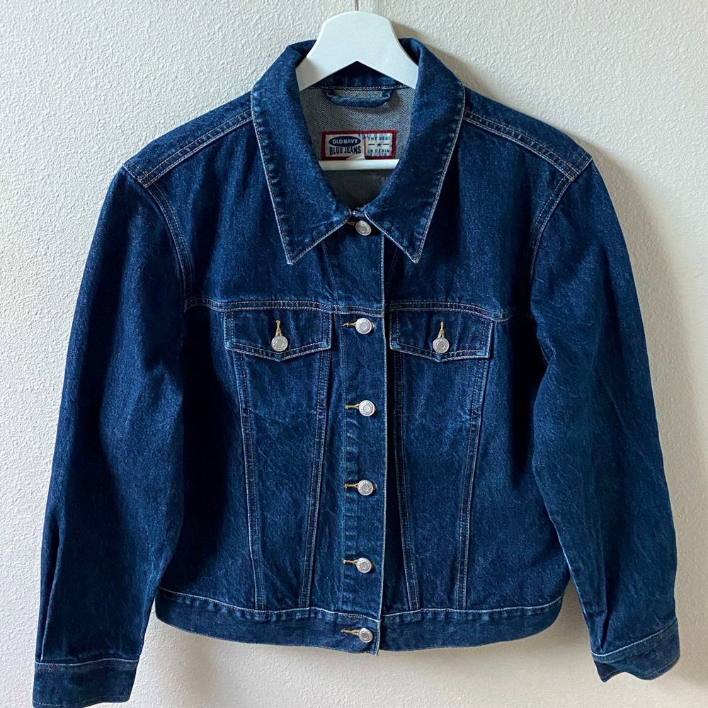 EUC Y2K Old Navy Blue Jeans Dark Wash Denim Jacket (Size:M)